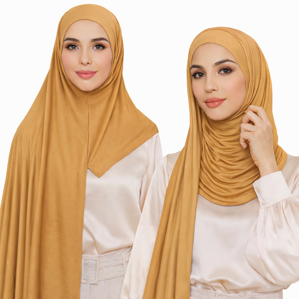 Premium Cotton Jersey Instant Hijab - Gold Shades