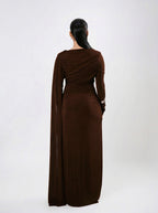 Haya Grace Drape Gown - Dark Coffee