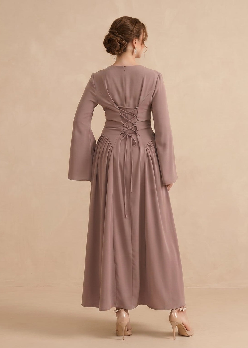 Amanah Lace-Back Maxi Dress - Dusty Mauve