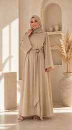 Hana Drape Abaya Dress - Sand Beige