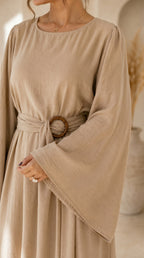 Hana Drape Abaya Dress - Sand Beige