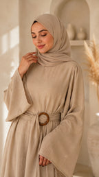 Hana Drape Abaya Dress - Sand Beige