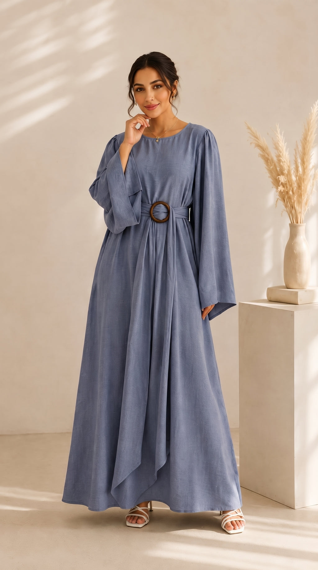 Hana Drape Abaya Dress - Slate Blue