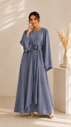 Hana Drape Abaya Dress - Slate Blue