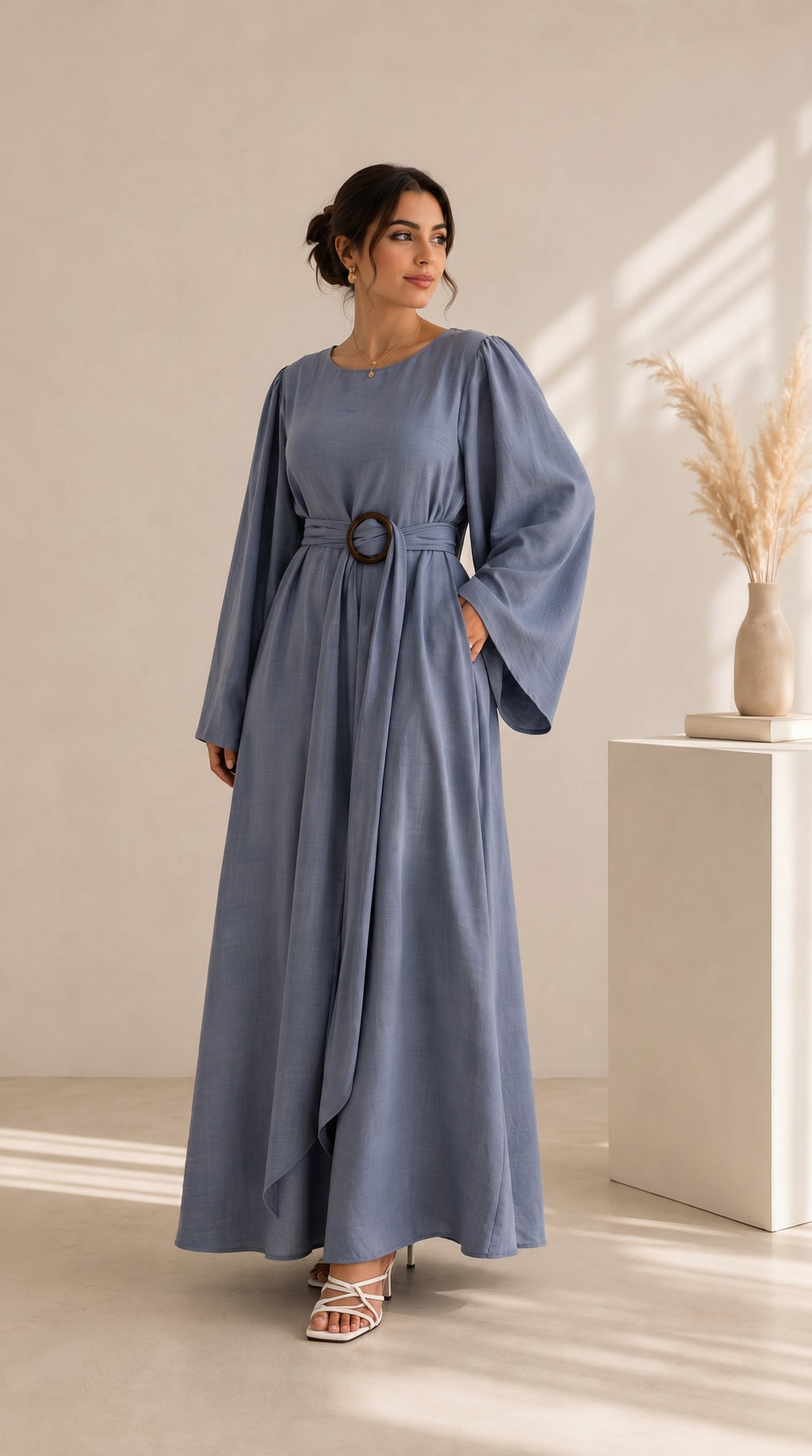 Hana Drape Abaya Dress - Slate Blue
