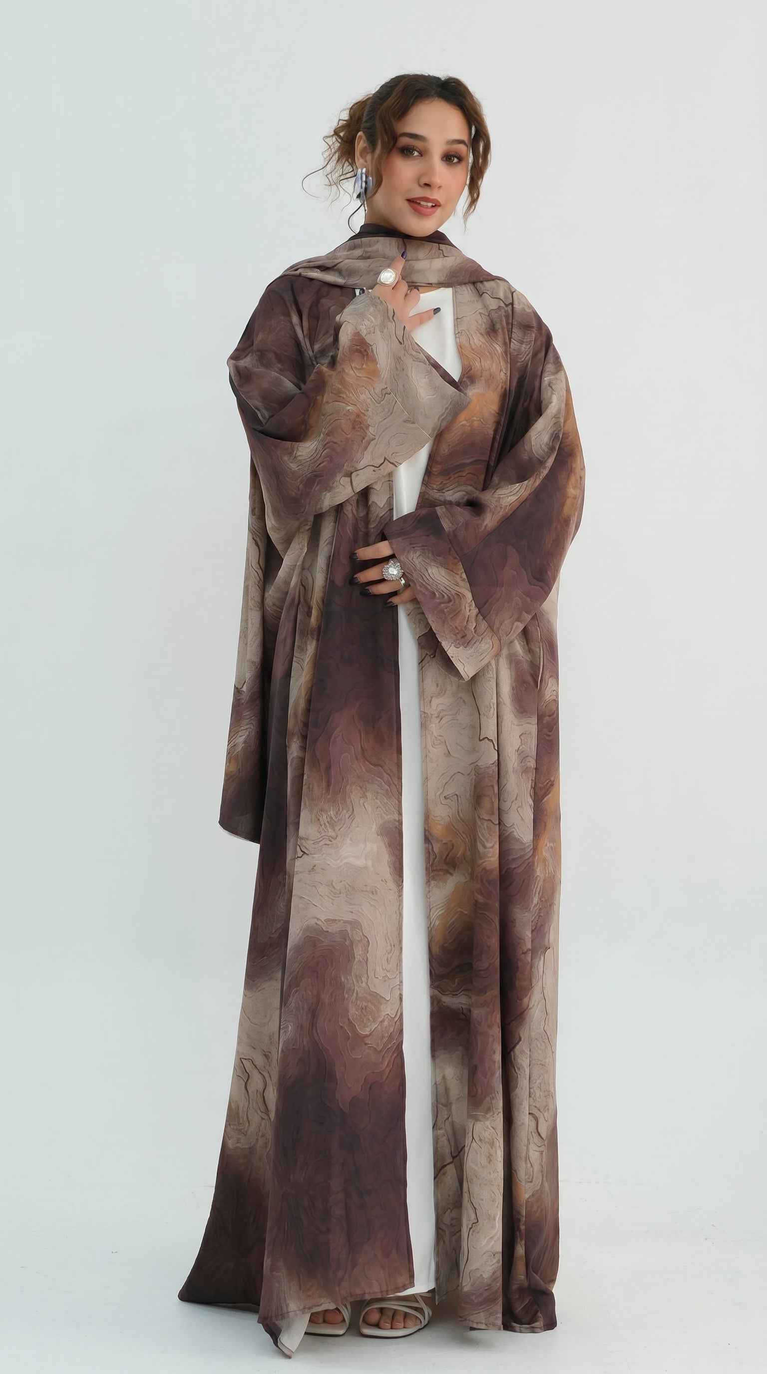 Moonstone Marble Abaya With Hijab
