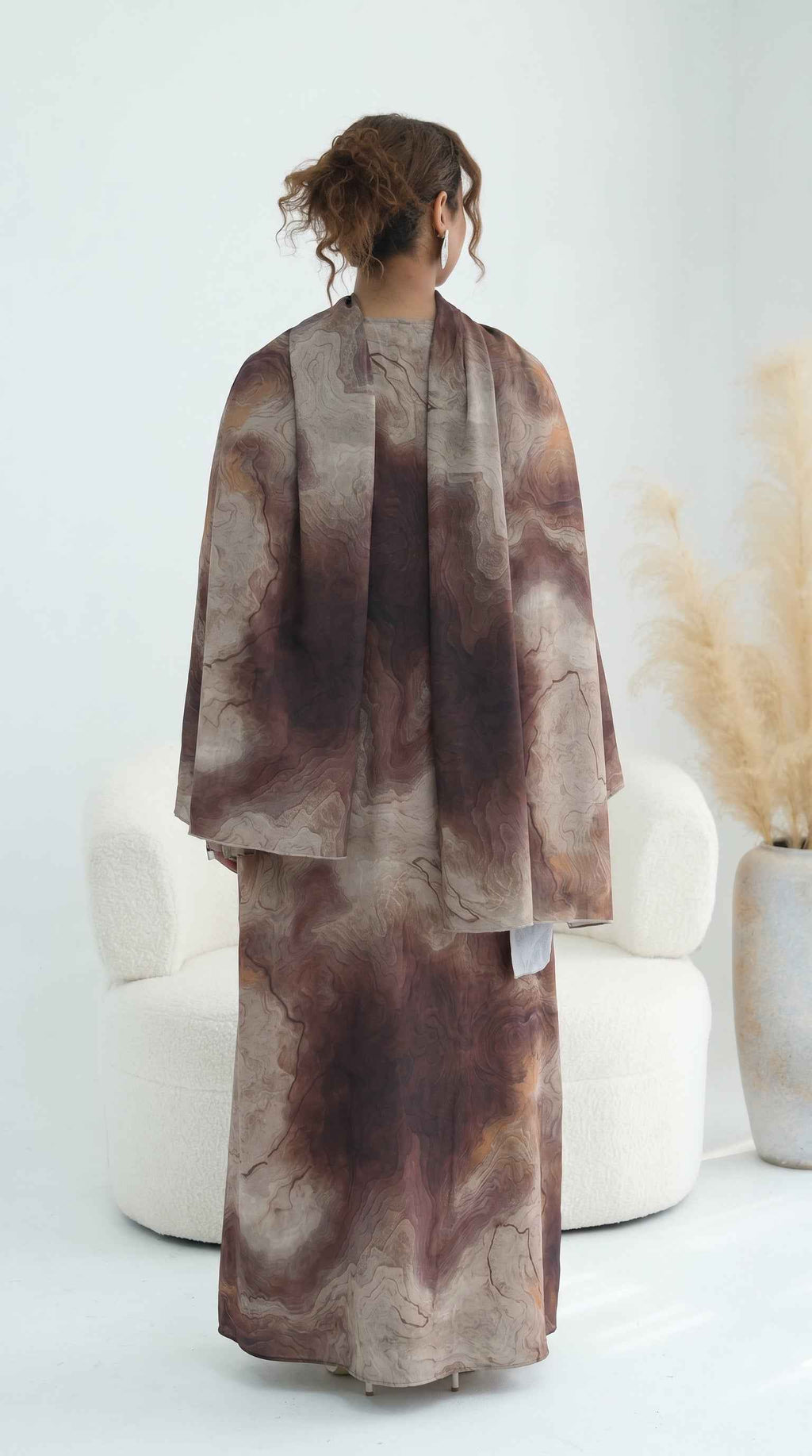 Moonstone Marble Abaya With Hijab