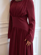 Amani Deep Red Pleated Corset Maxi Dress