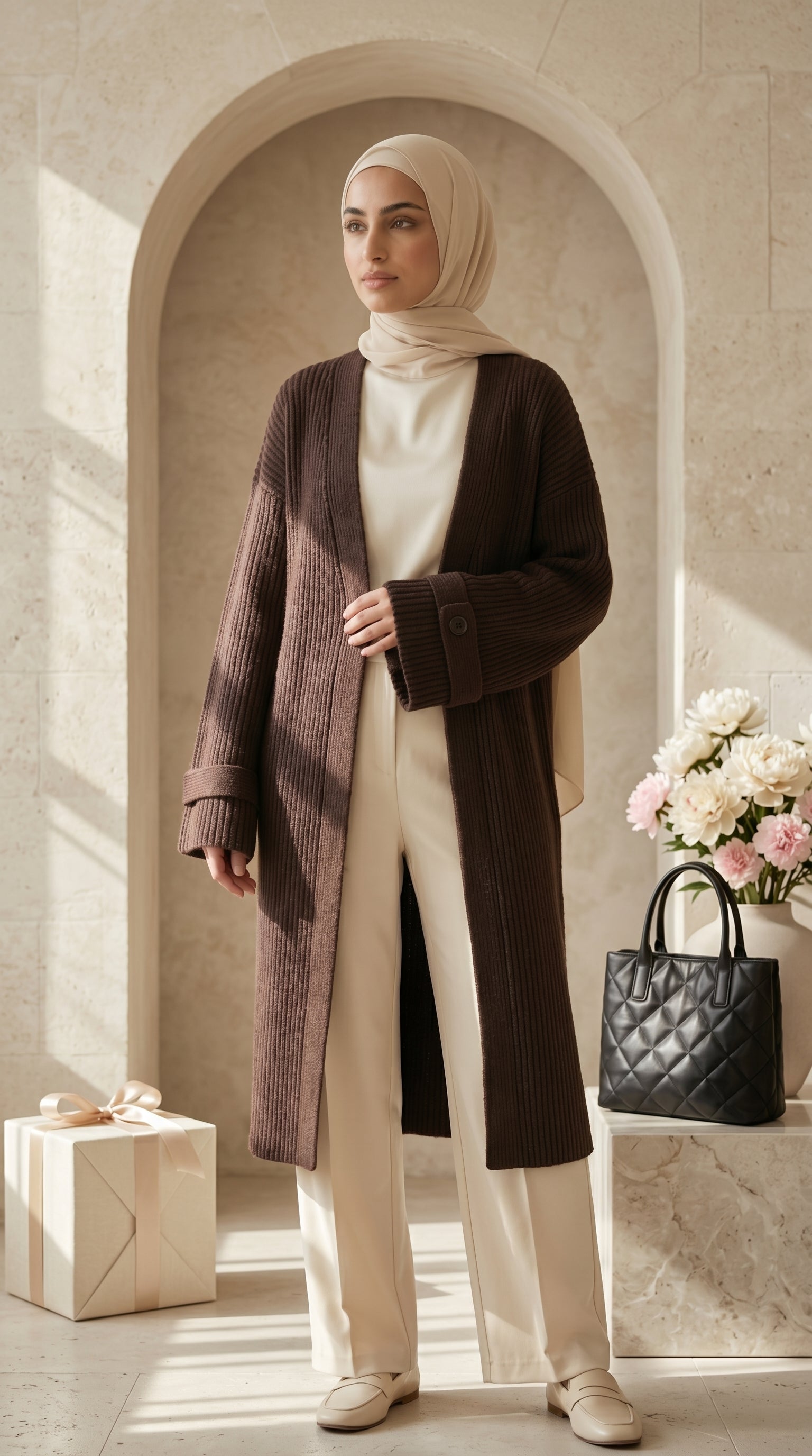 The Grace Longline Knitted Cardigan - Dark Espresso