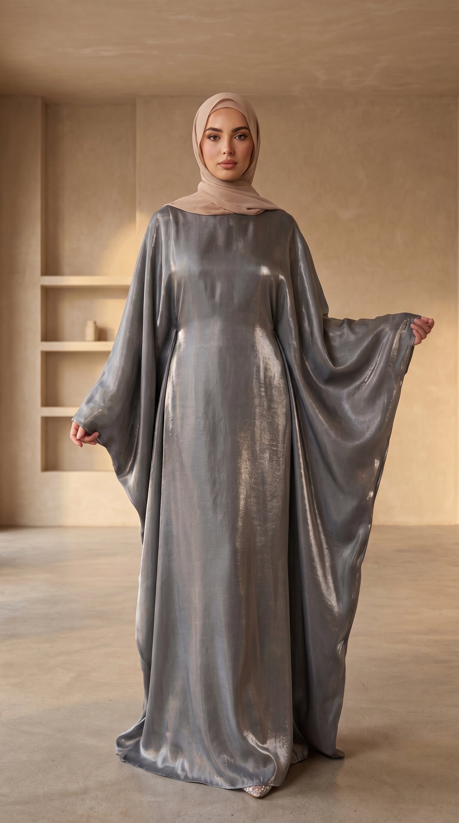 Hala Butterfly Abaya - Charcoal Grey