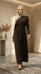 Nayla Front Tie Maxi Dress – Deep Espresso