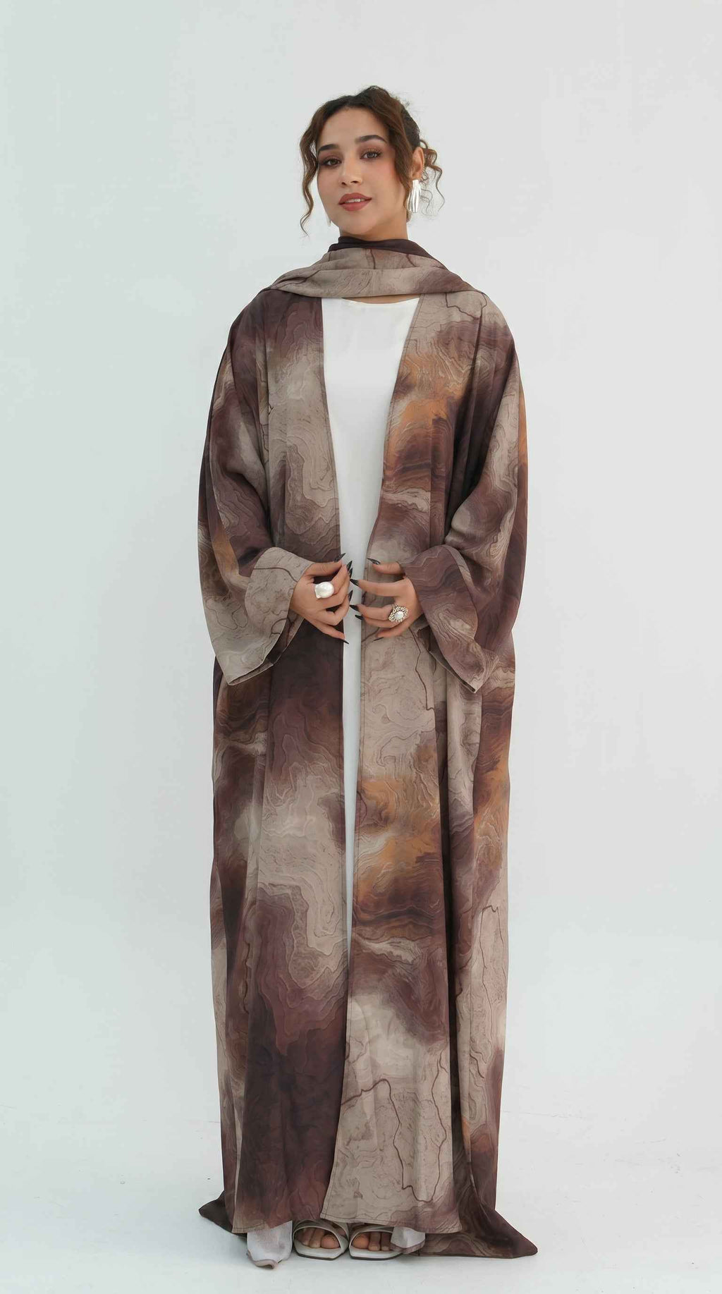 Moonstone Marble Abaya With Hijab
