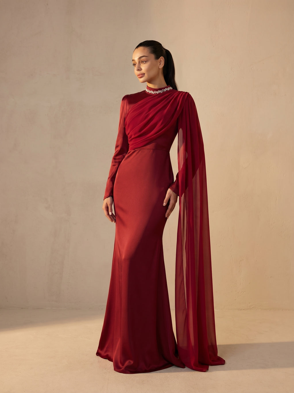 Midnight Rose Evening Gown - Crimson Red