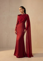 Midnight Rose Evening Gown - Crimson Red