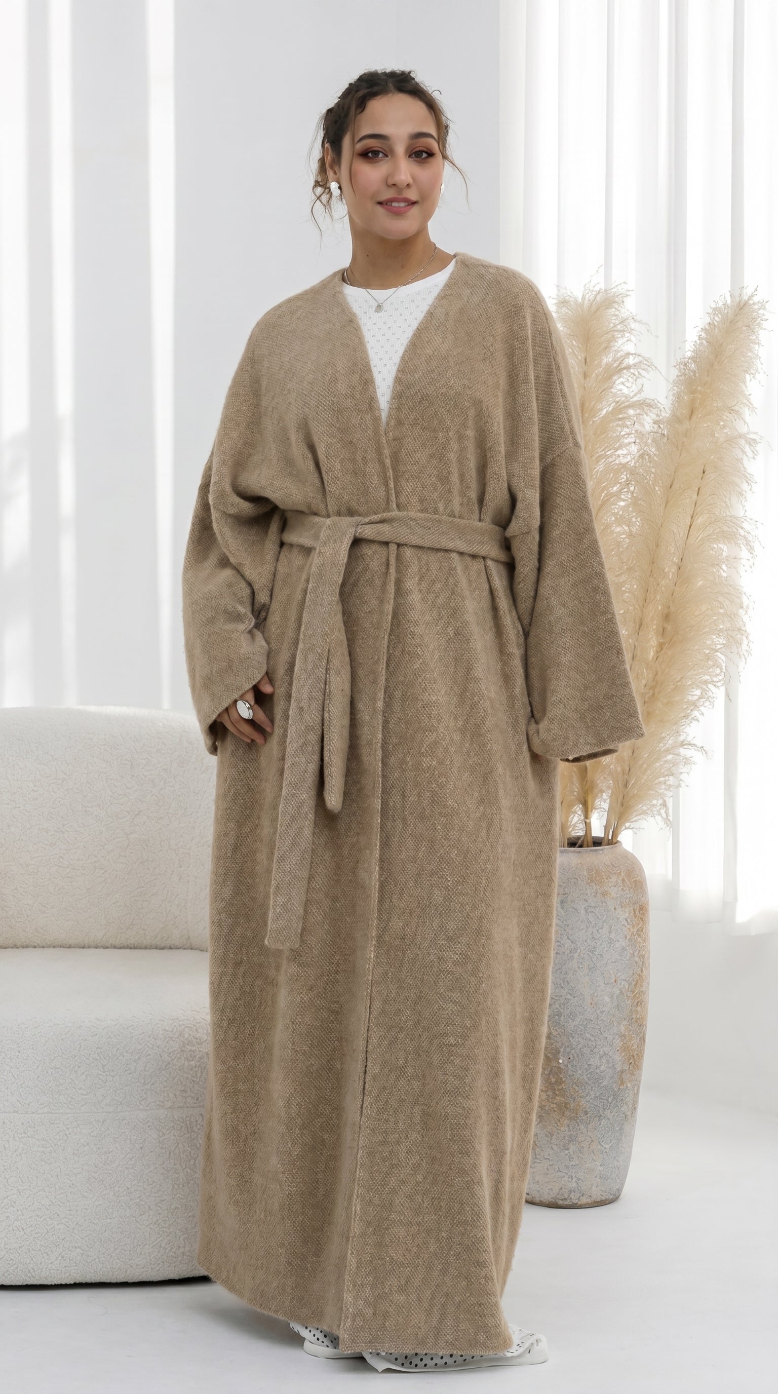 The Waterfall Maxi Coat - Oatmeal Camel