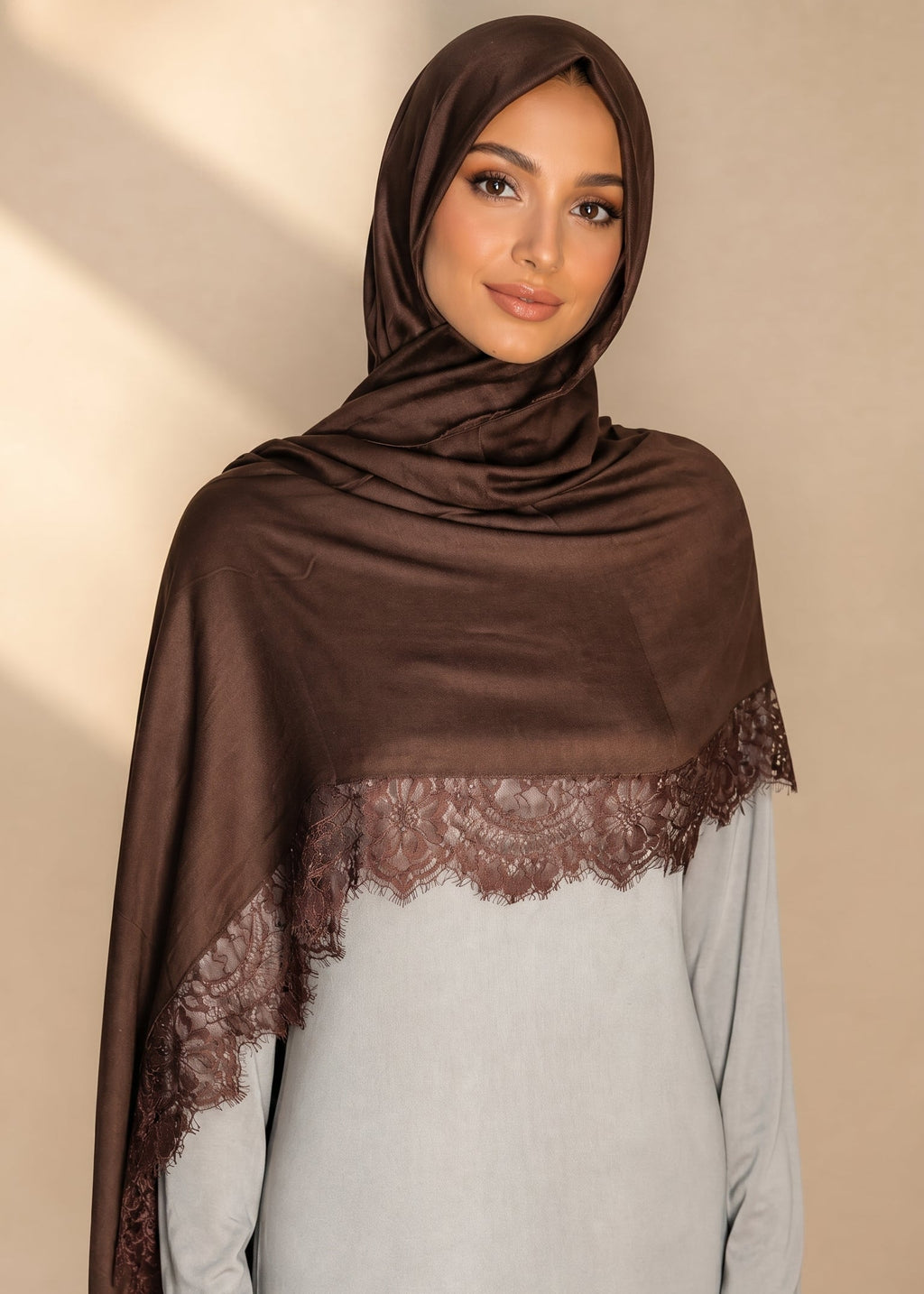Rich Cocoa Lace Modal Hijab