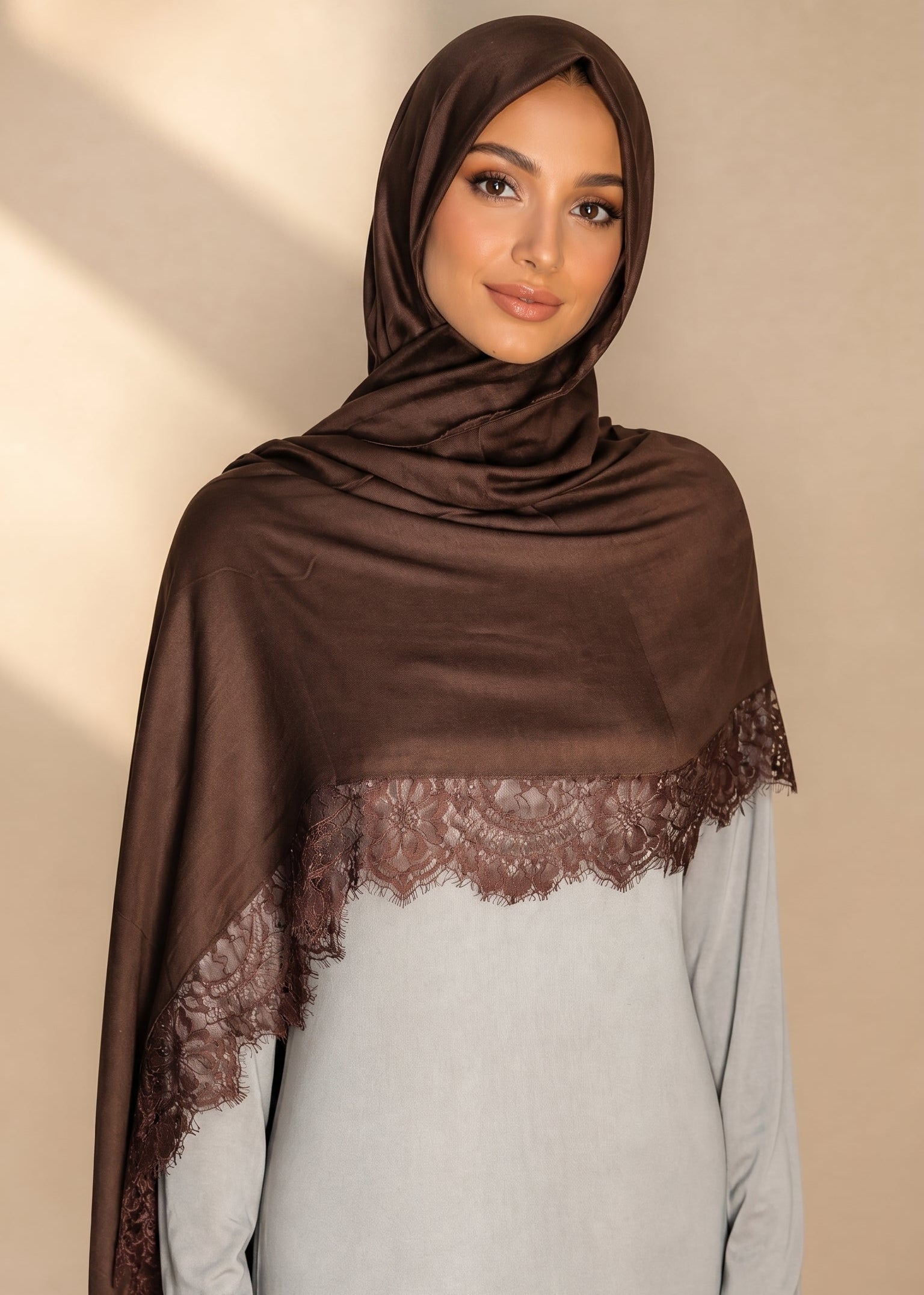 Rich Cocoa Lace Modal Hijab