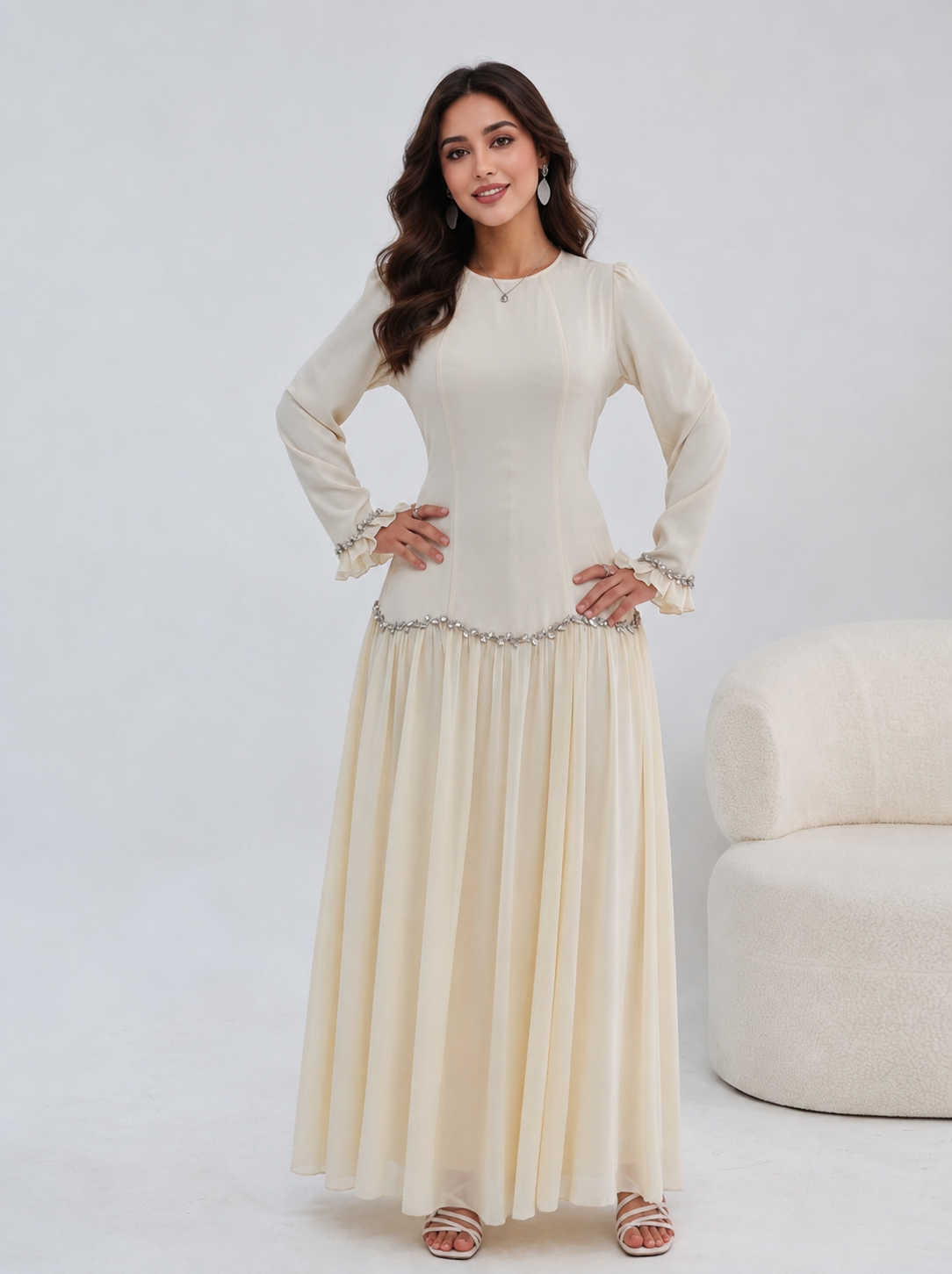 The Malika Celestial Gown - Champagne