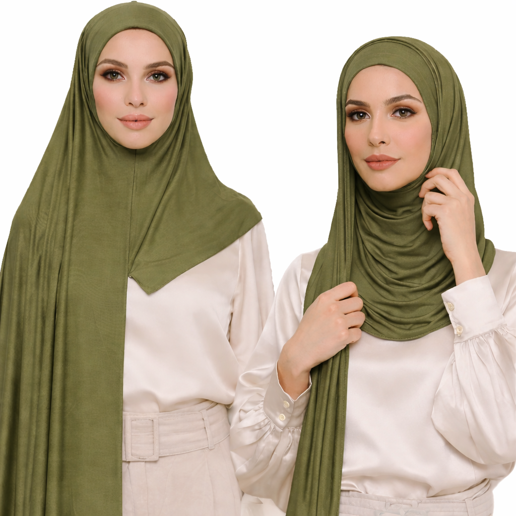 Premium Cotton Jersey Instant Hijab - Green Shades