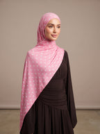 Pink Polka Dot Printed Jersey Hijab