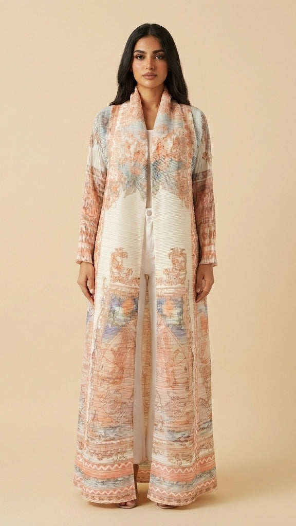 The Blush Mirage Abaya - Antique Rose & Desert Mist