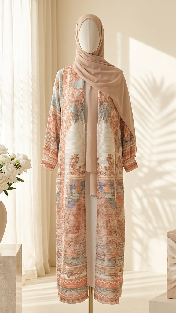 The Blush Mirage Abaya - Antique Rose & Desert Mist