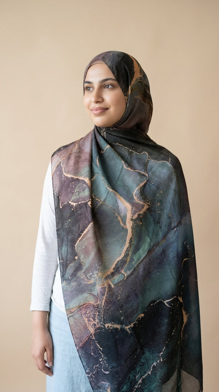 Midnight Emerald Printed Modal