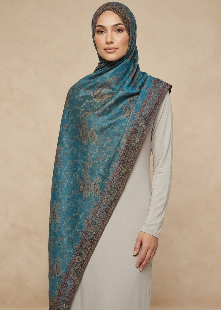 Peacock Heritage Wrap Pashmina Hijab