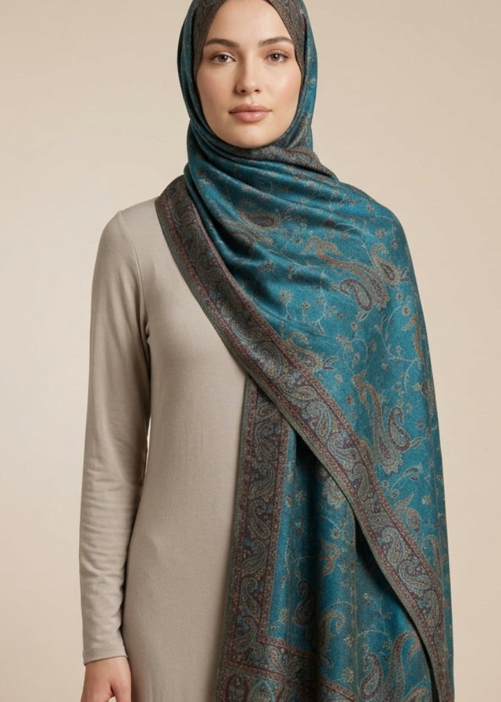 Peacock Heritage Wrap Pashmina Hijab