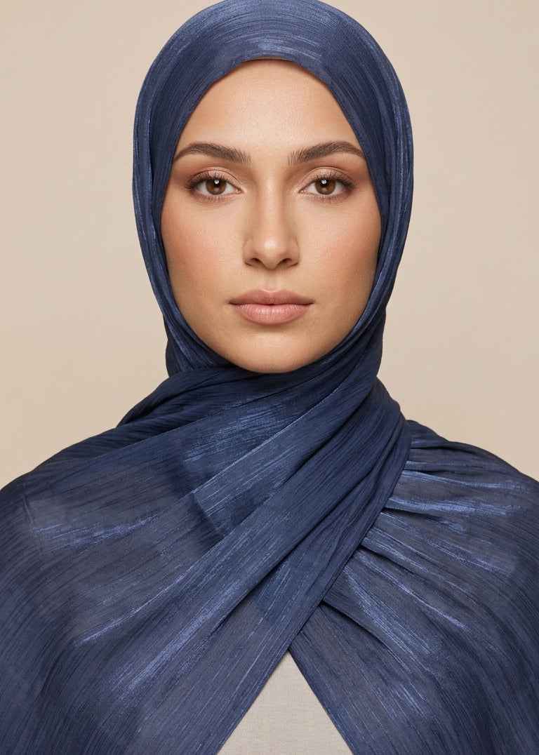 Shimmer Organza Hijab - Navy