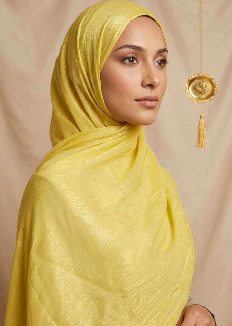 Yellow Organza Shimmer Hijab
