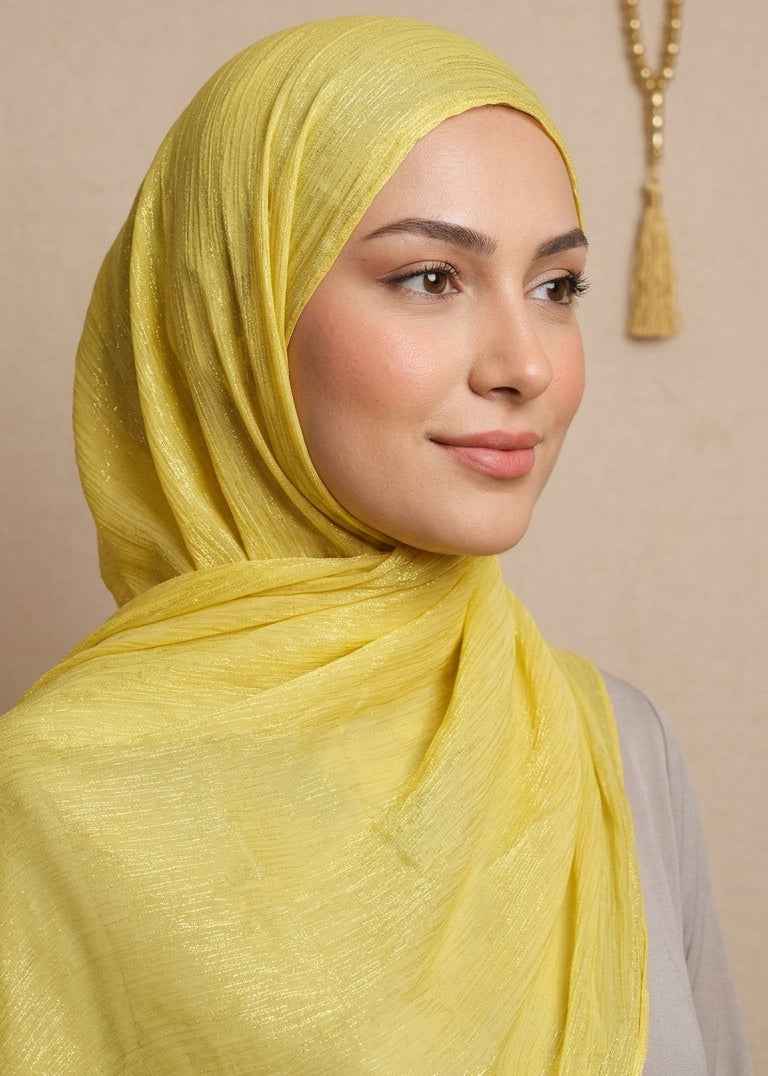 Yellow Organza Shimmer Hijab