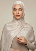 Soft Beige Organza Shimmer Hijab
