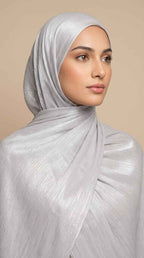 Shimmer Organza Hijab - Pearl Silver