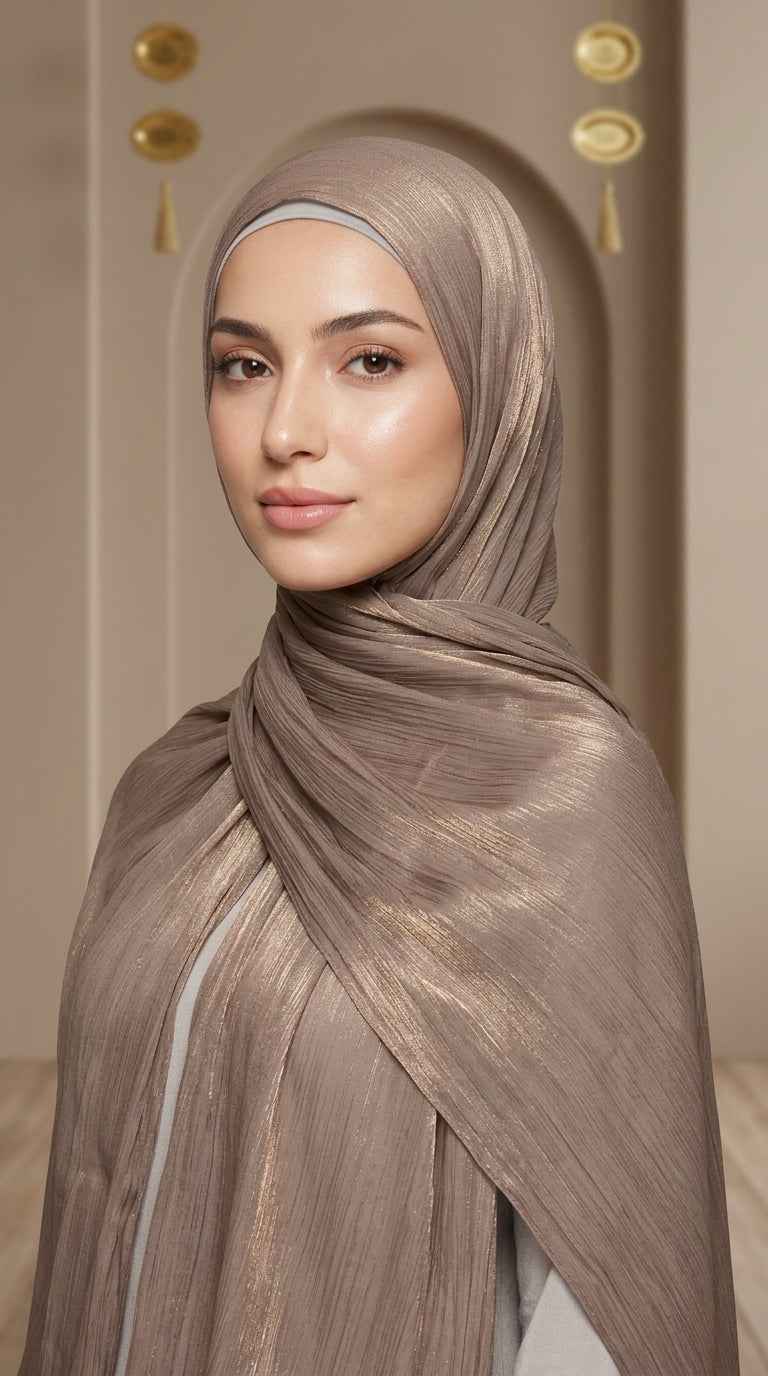 Shimmer Organza Hijab - Brown