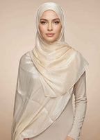 Shimmer Organza Hijab - Cream White