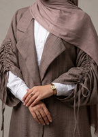 Nourani Drawstring Sleeve Kimono Abaya – Soft Mocha