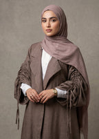 Nourani Drawstring Sleeve Kimono Abaya – Soft Mocha