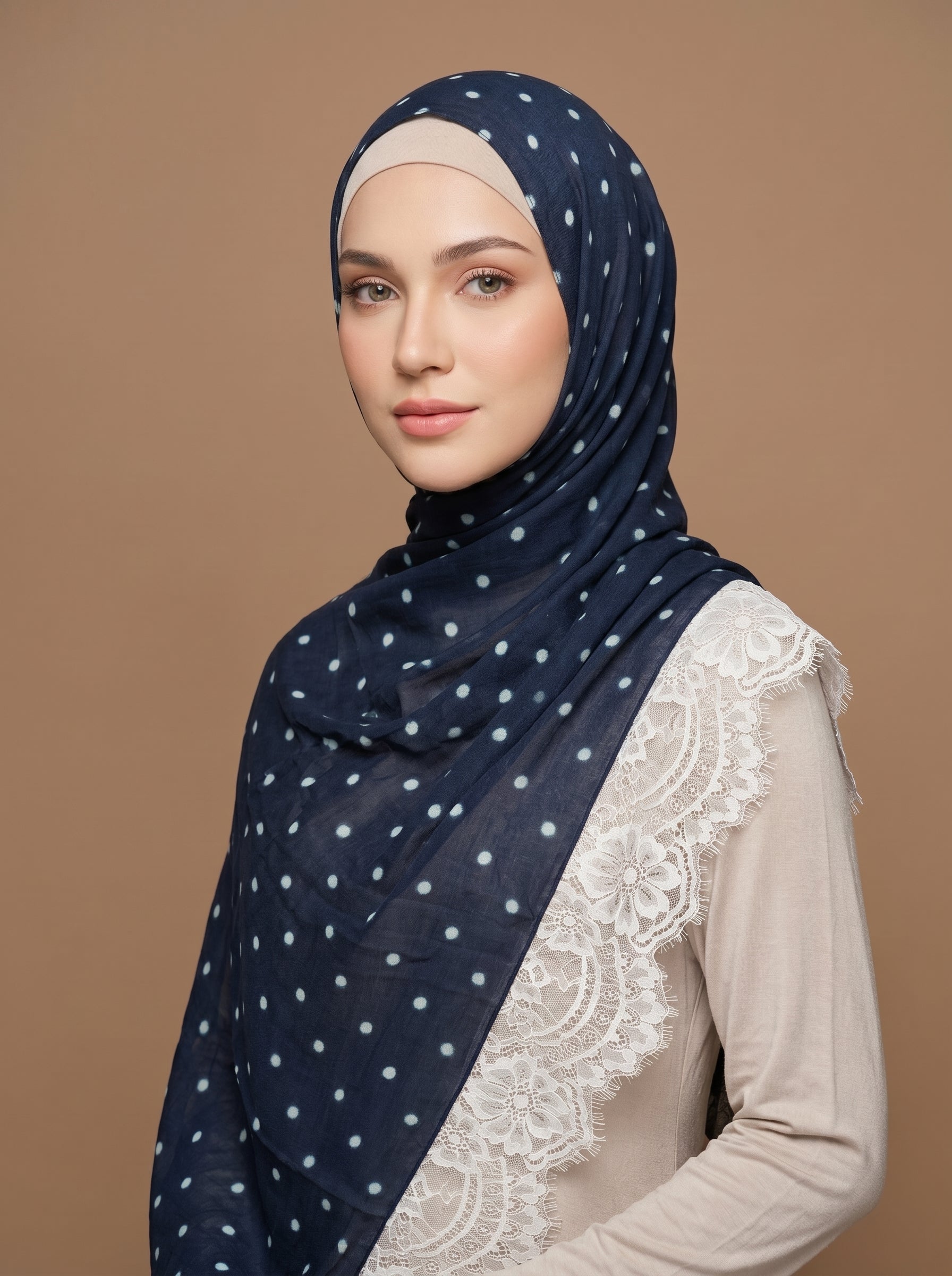 Vintage Polka Lace Modal Hijab