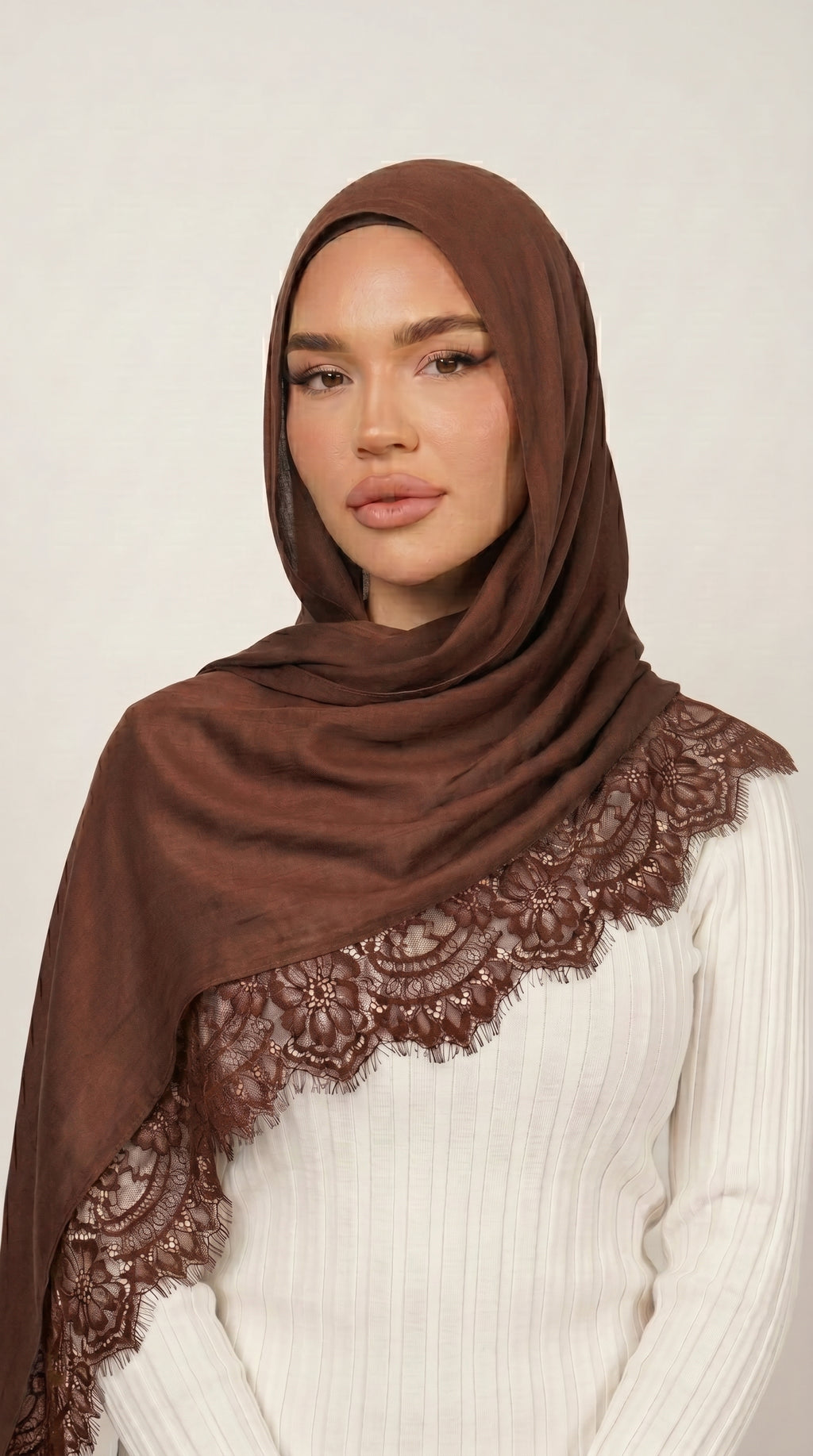 Rich Cocoa Lace Modal Hijab