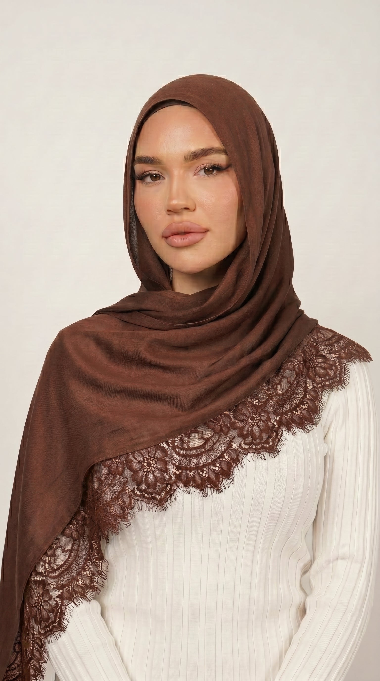 Rich Cocoa Lace Modal Hijab