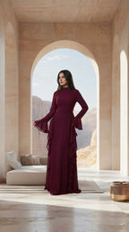 Sahar Ruffle Maxi Gown - Red