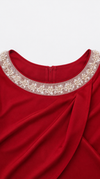 Auria Elegant Modest Gown – Red (Clearance) (Rhinestone detailing varies from the picture)