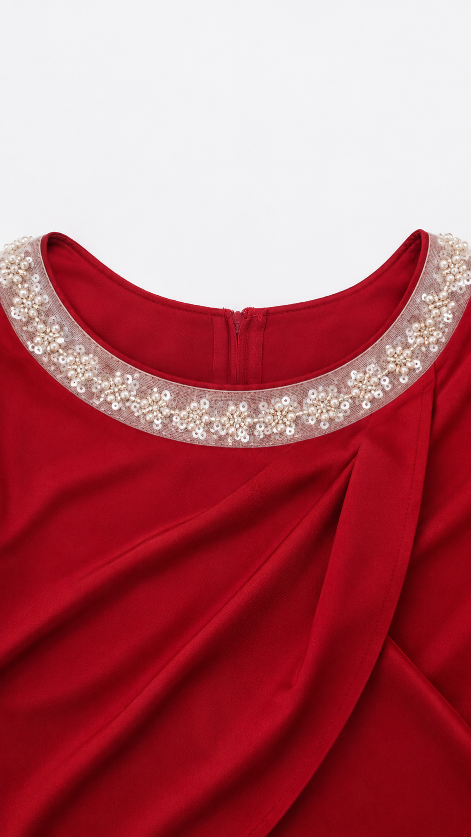 Auria Elegant Modest Gown – Red (Clearance) (Rhinestone detailing varies from the picture)