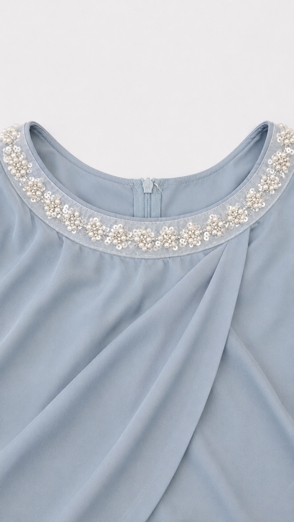 Auria Elegant Modest Gown Dress - Serenity Blue (Clearance) (Rhinestone detailing varies from the picture) - Ameera Modest Hub