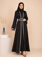Salamah Lace Embellished Dubai Abaya Set– Black