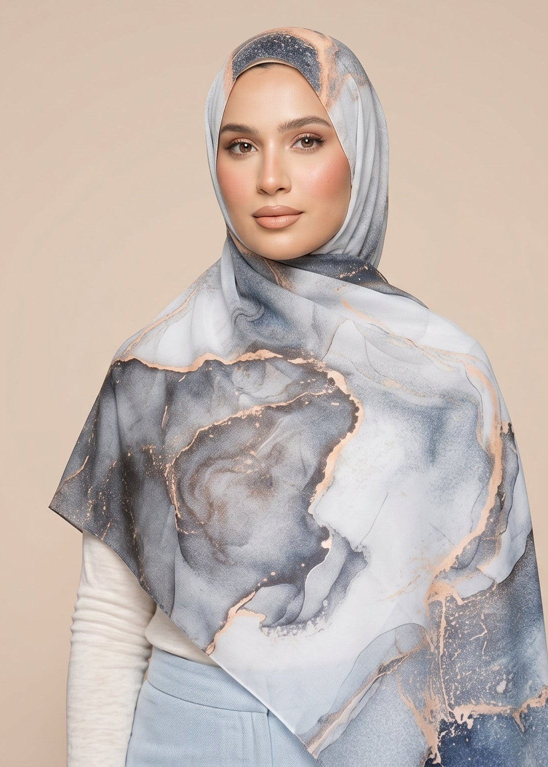 Evergreen Mist Printed Modal Watermark Ombre Hijab
