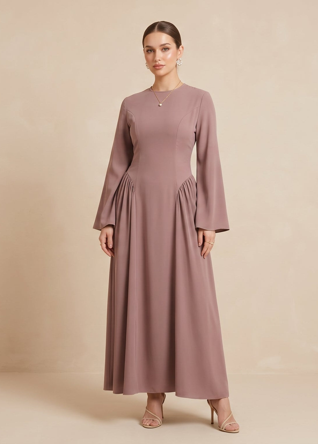 Amanah Lace-Back Maxi Dress - Dusty Mauve