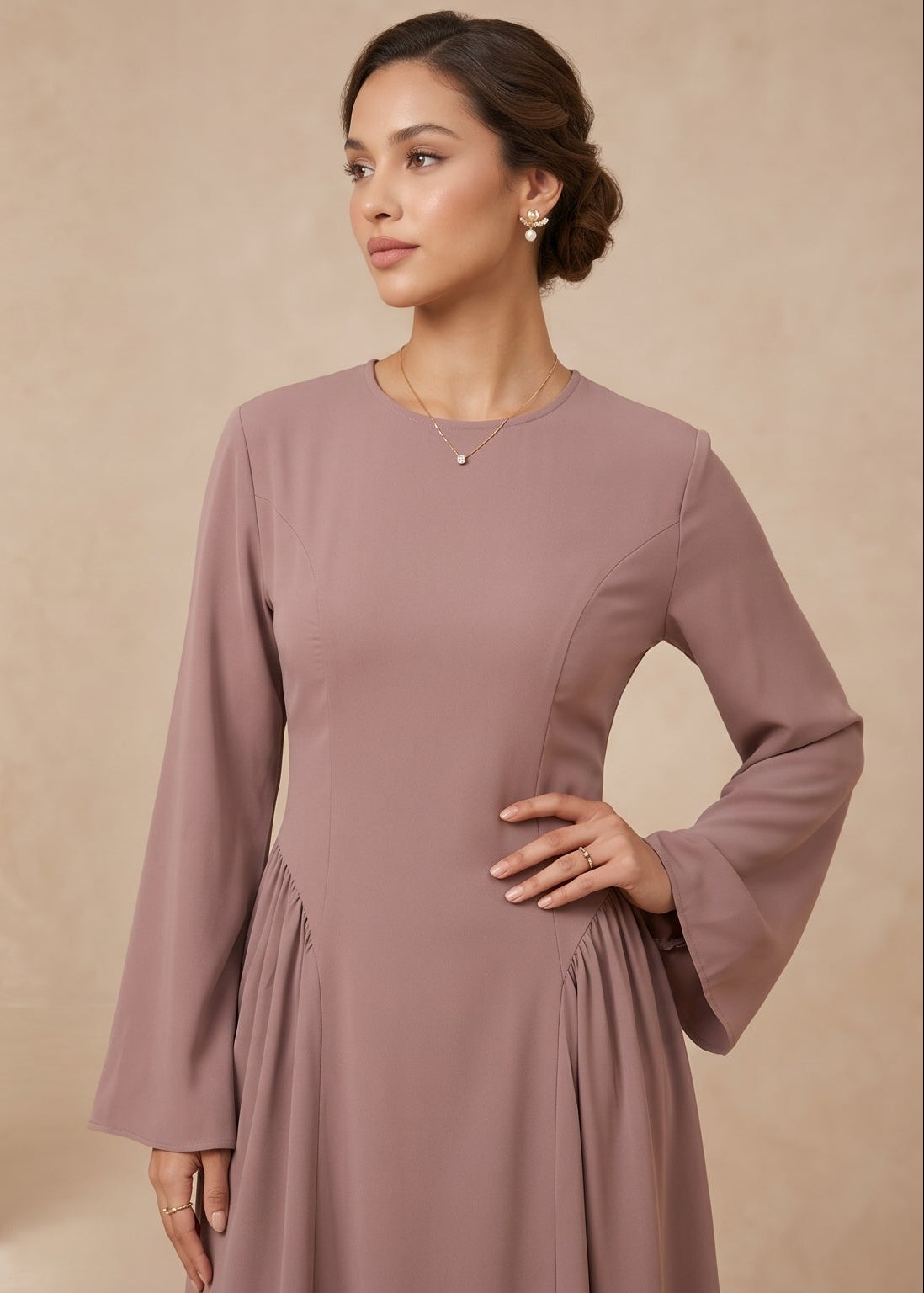 Amanah Lace-Back Maxi Dress - Dusty Mauve
