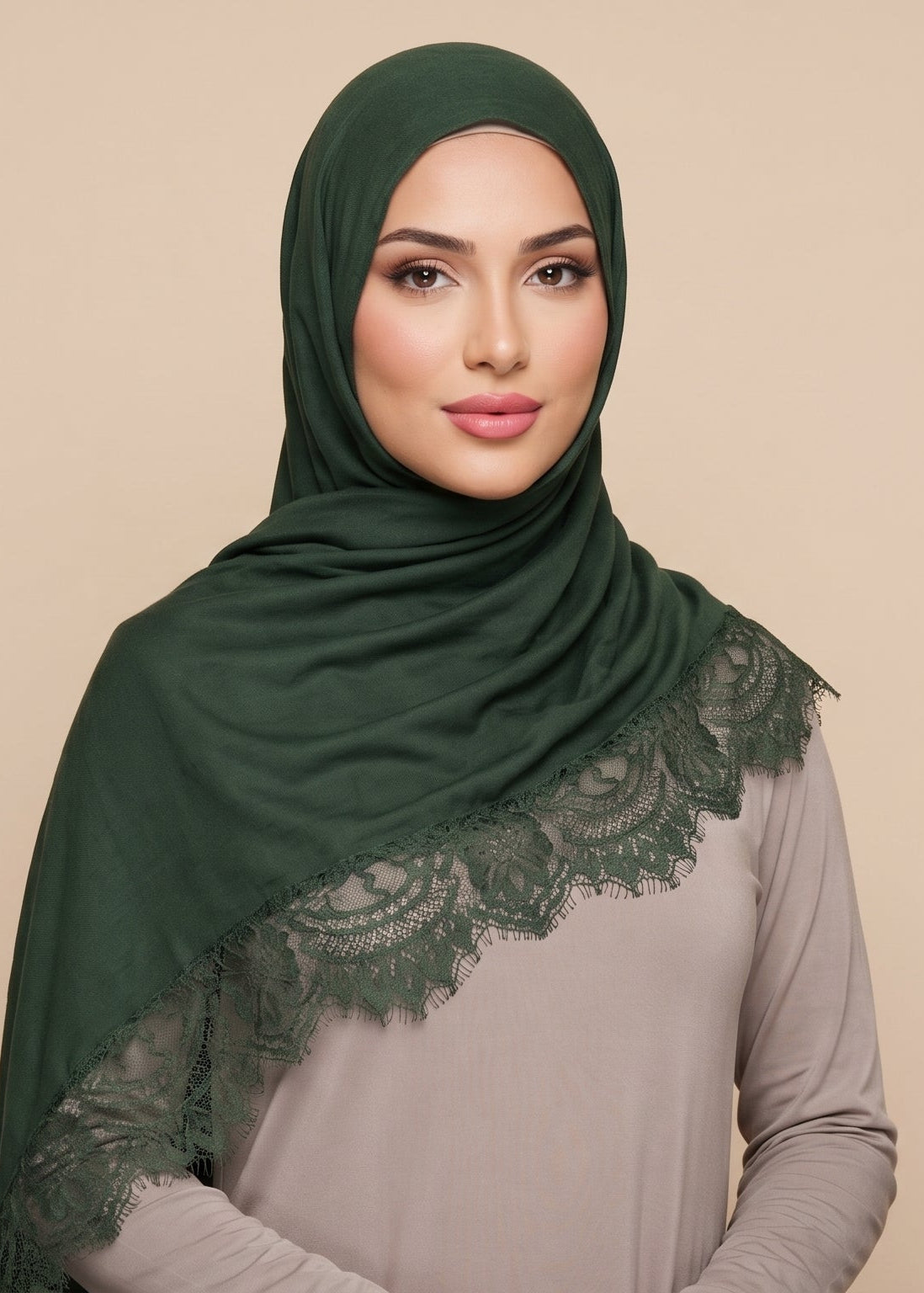 Forest Green Lace Modal Hijab